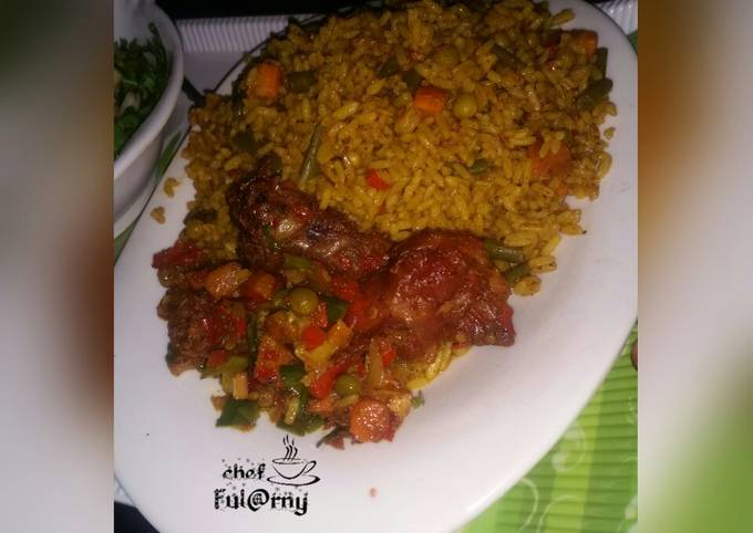 Tasty jollop rice with pepper chicken by s@lma ful@rny Recipe