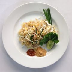 Thai style fried noodles A picture of Thai style fried noodles.