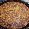 Tortilla de repollo con jamón al horno