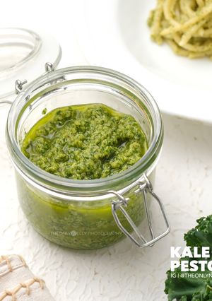 Foto resep Kale Pesto for Shrimp Spaghetti | Shrimp Spaghetti with Kale Pesto | Saus Kale
