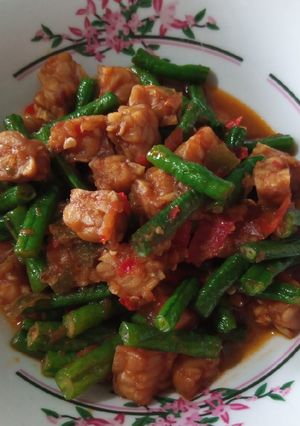 Foto resep Tumis kacang panjang + tempe