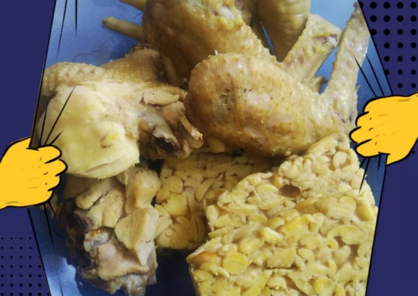 Ayam + tempe ungkep bumbu kuning