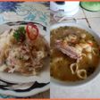 Sopa y ensalada de carne