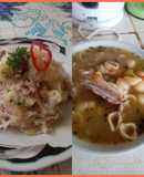 Sopa y ensalada de carne