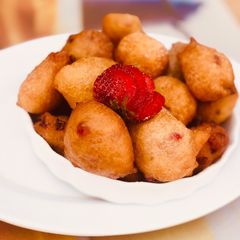 A picture of Strawberry puff puff.