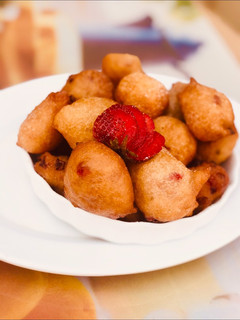 A picture of Strawberry puff puff.