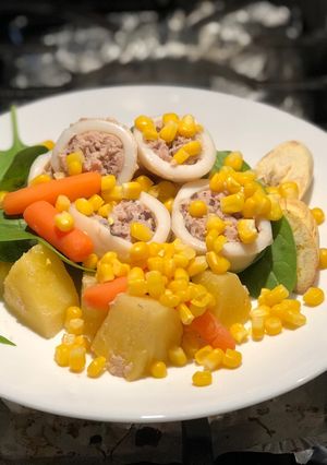 Hình của món Mực dồn thịt hấp.