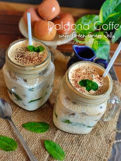 Foto resep Dalgona Coffee with Green Grass Jelly