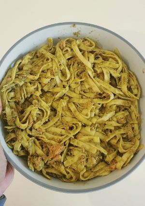 Foto resep Pasta Tagliatelle Salmon Pesto