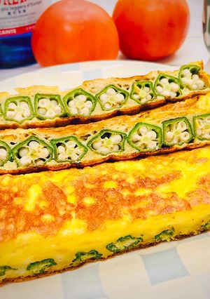 【親子共廚】秋葵玉子燒 的食譜成品照片