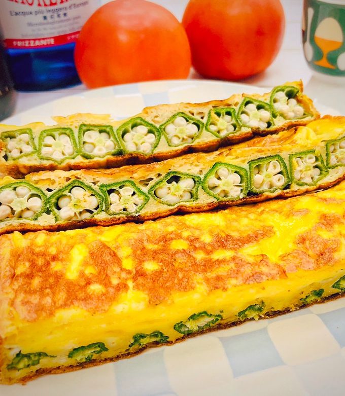 【親子共廚】秋葵玉子燒 的食譜成品照片