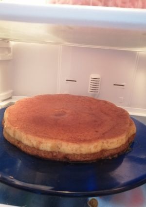 Una foto de Rico bizcocho con flan😋😋😋