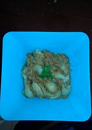 Una foto de Pasta (conchitas) con carne molida guisada - para bebés 7-9 mes