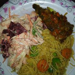 Fried spag with coleslaw A picture of Fried spag with coleslaw.