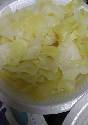 A picture of Labor Day boiled Cabbage vegetarian.