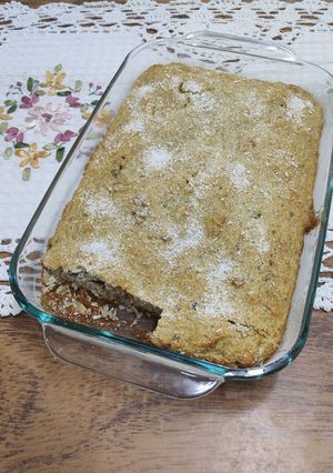 Una foto de Budín de banana, coco y nuez saludable. 🍌