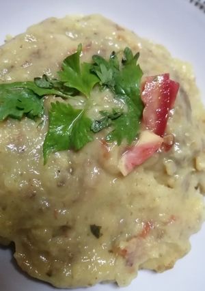 A picture of Coconut and mutton casava#themechallenge.