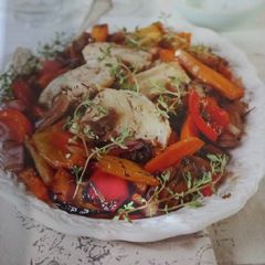 A picture of Balsamic Chicken with Roasted Vegetables.