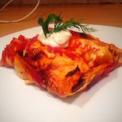 A picture of Chicken Enchiladas!.