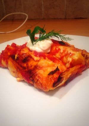 A picture of Chicken Enchiladas!.