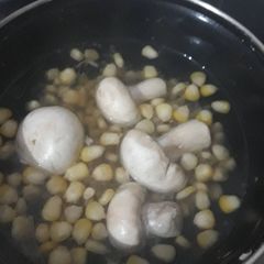 Boiled mushroom Corn soup A picture of Boiled mushroom Corn soup.