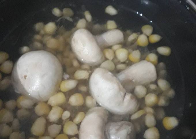Boiled mushroom Corn soup recipe main photo