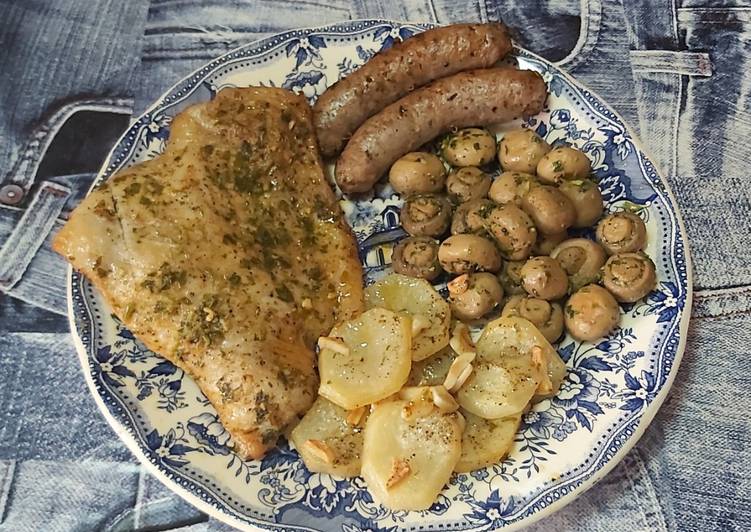 Secreto ibérico al horno con guarnición