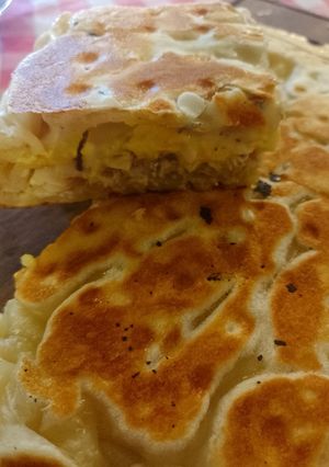 Una foto de Tarta salada de Merluza y Roquefort