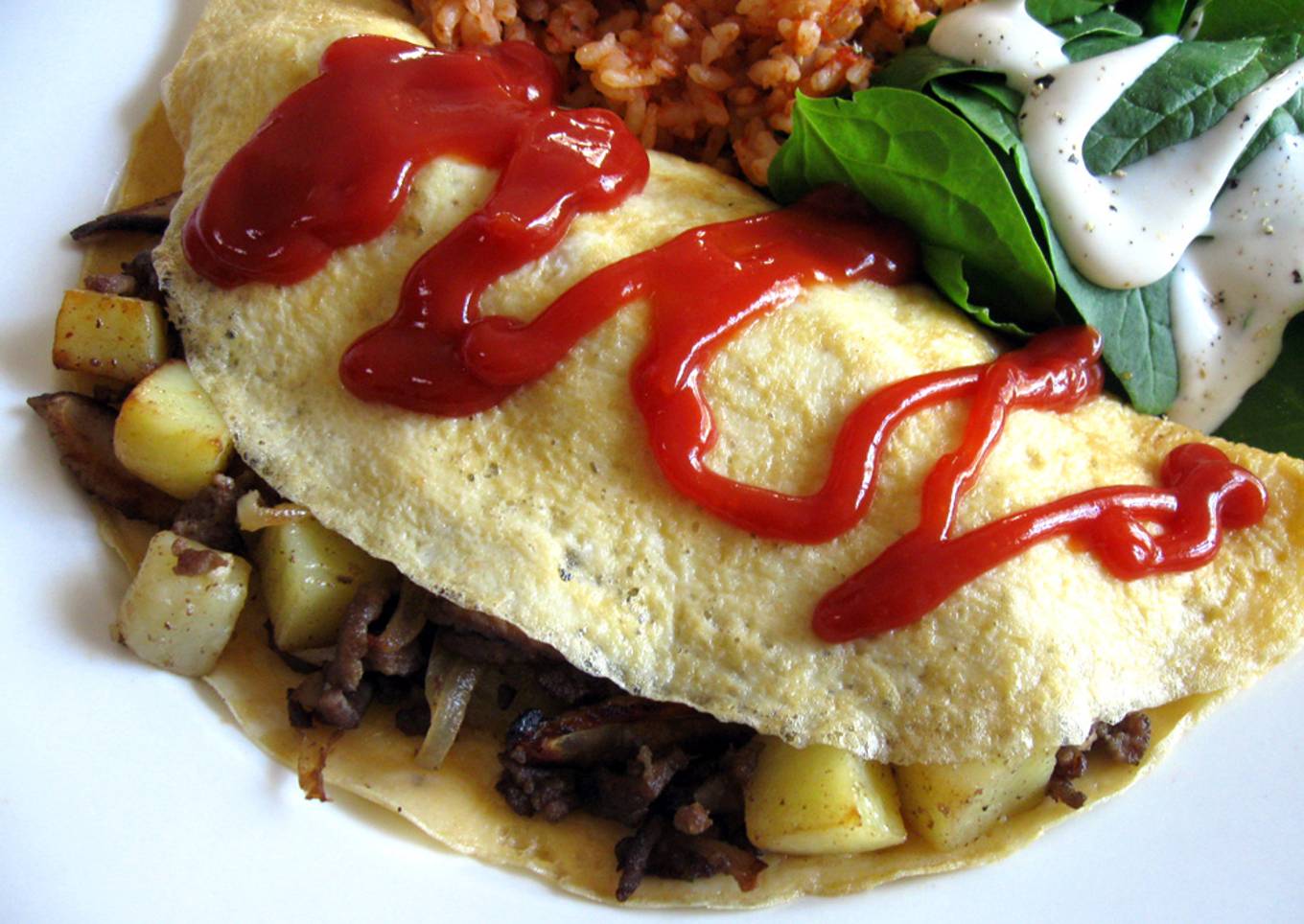 Potato & Beef Mince Omelette