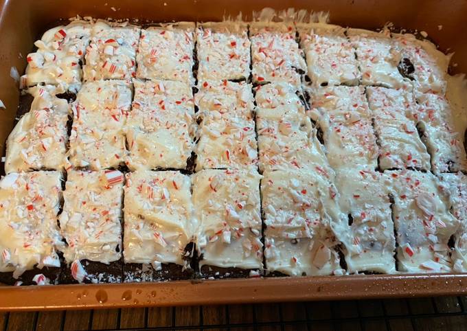 White chocolate peppermint brownies: