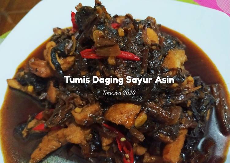 Langkah Mudah untuk Membuat Tumis Daging sayur asin/kiamchai Cha bak Anti Gagal