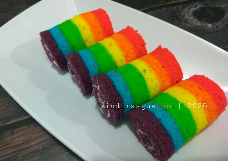 Rainbow Rollcake Putih Telur