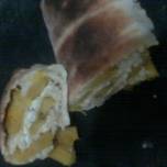 Pan de plátano, queso y caramelo