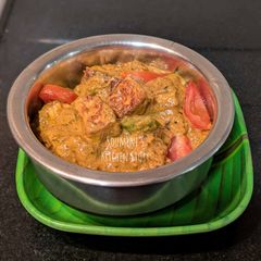 A picture of Niramish Paneer (Paneer without onion and garlic).