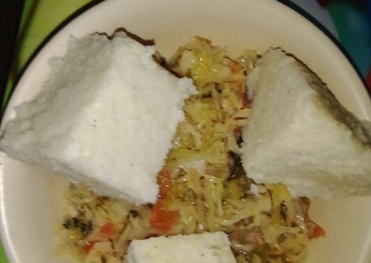 Ugali and cabbage