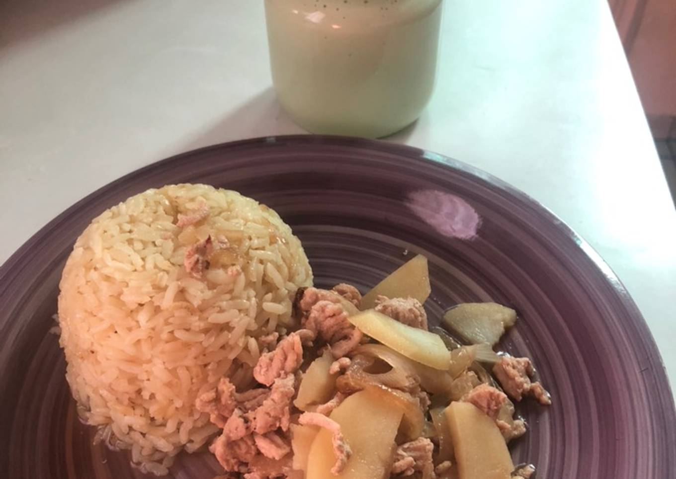 Estofado de carne molida con arroz