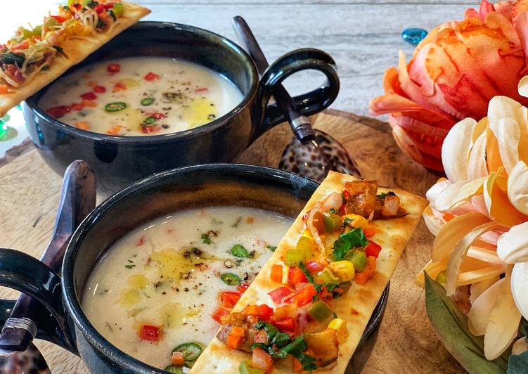 Steps to Prepare Favorite Healthy Millet Soup with Achari Flatbread Crackers – Bajre Ka Raab