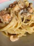 Spaghetti with Salmon and Shrimp