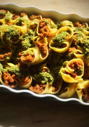 Una foto de Lumaconi rellenos con pesto