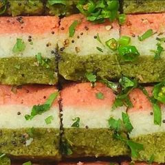 A picture of Tricolour dhokla.
