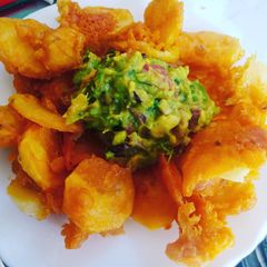 Viazi Karai with guacamole A picture of Viazi Karai with guacamole.