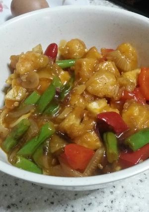 Foto resep Udang tahu saus asam manis