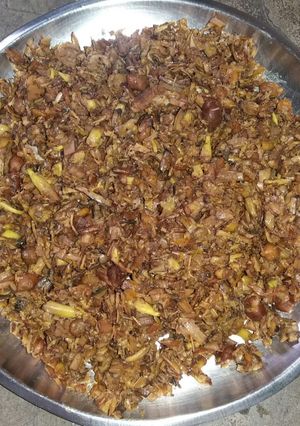 A picture of Banana flower stir fry.