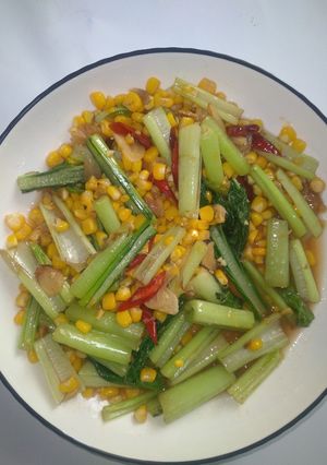Foto resep Tumis jagung manis dain batang caisim
