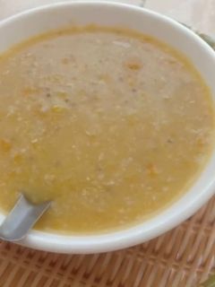 Hình của món Cháo bí đỏ thịt bằm cho bé từ 6m+.