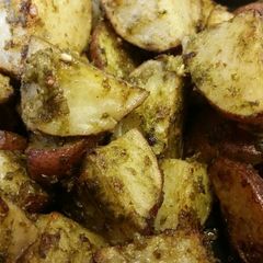 A picture of Champagne Roasted Potatoes w/ Pesto.