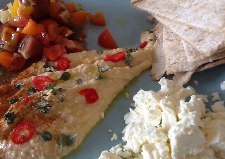 Steps to Make Homemade Hummus and flat bread