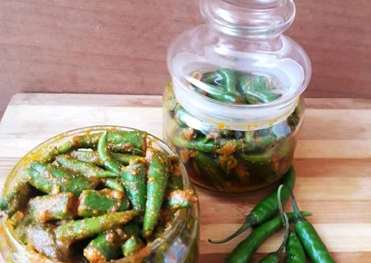 Steps to Make Super Quick Homemade Green chilli pickle