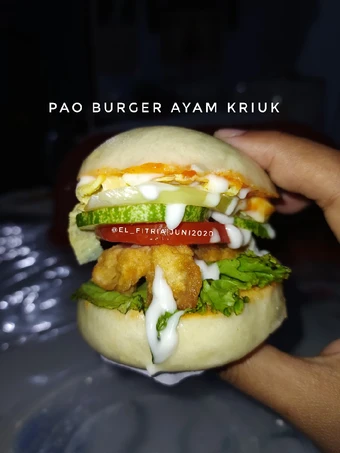 Cara Gampang Membuat Resep 86. Pao Burger isi Ayam Kriuk yang Lezat Sekali Anti Ribet, Uenak Banget