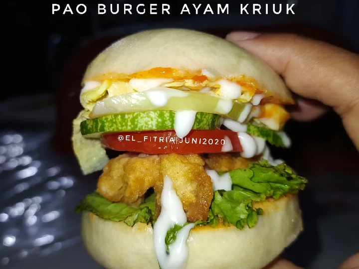 Cara Gampang Membuat Resep 86. Pao Burger isi Ayam Kriuk yang Lezat Sekali Anti Ribet, Uenak Banget